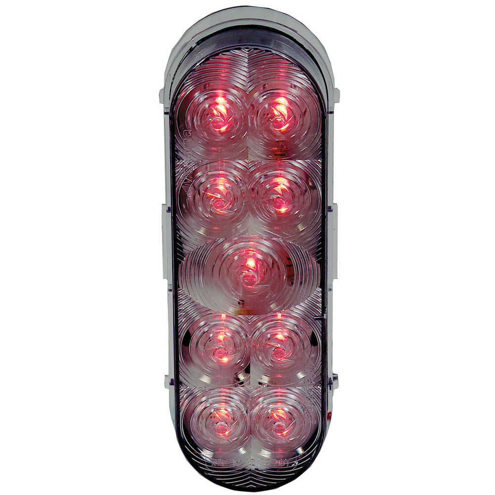 TWO Maxxima 6" Oval Red Clear LED Stop Turn Tail Light Truck Trailer RV 