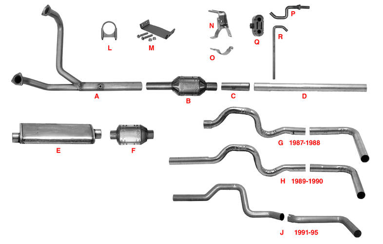 1987 - 1995 GM 350ci Exhaust Parts