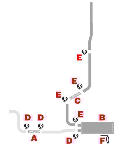 1994-99 4000 T444E W 8 Cyl Diesel Engine RH Muffler Vertical Tail Pipe Code 07Bac