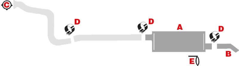 88-90 4700, 4900, DTTA360 w/6 Cylinder Diesel Engine; Left Side Mount without Flex Tubing