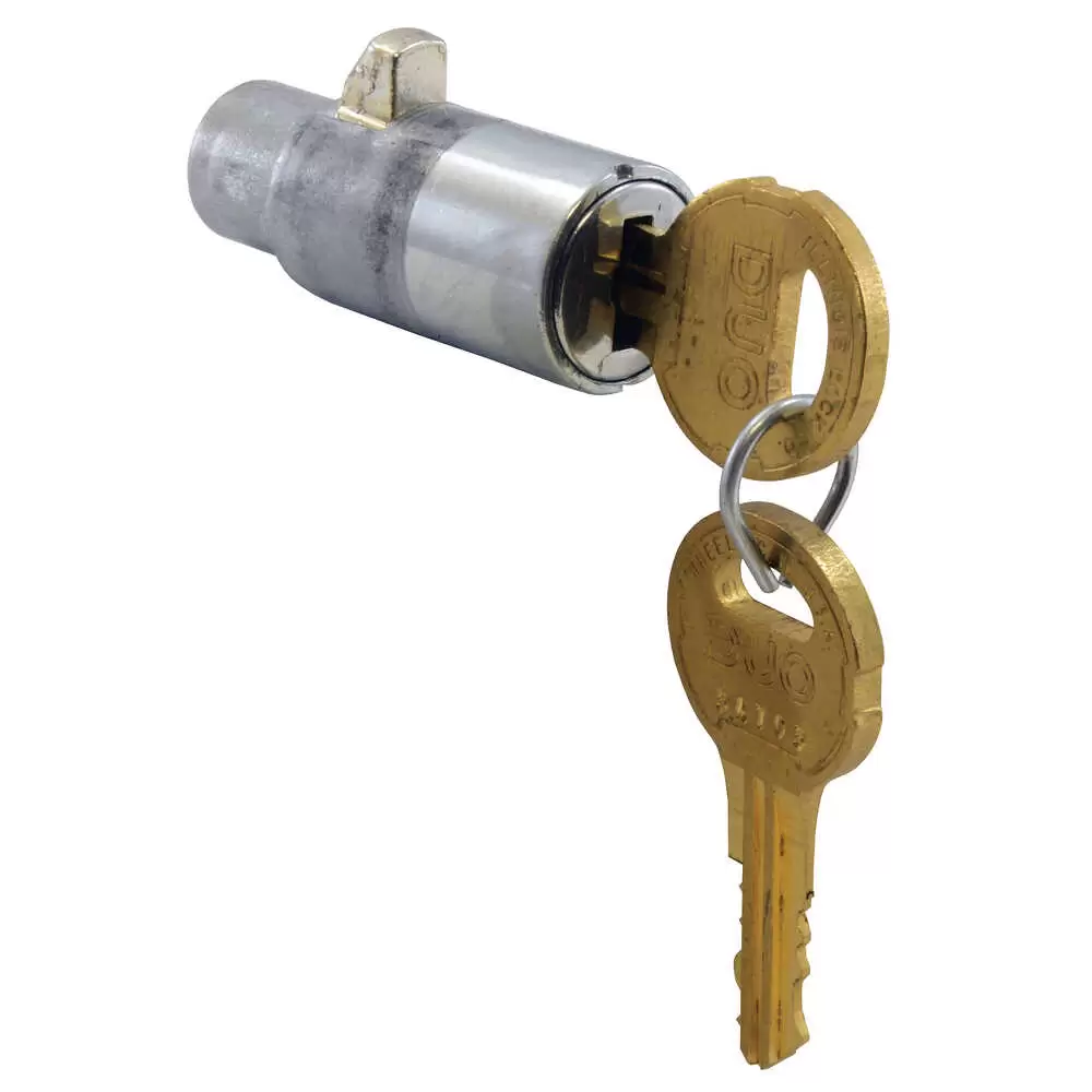 1 Round Tongue Cylinder with Double Sided Keys, Push to Lock - Morgan Olson