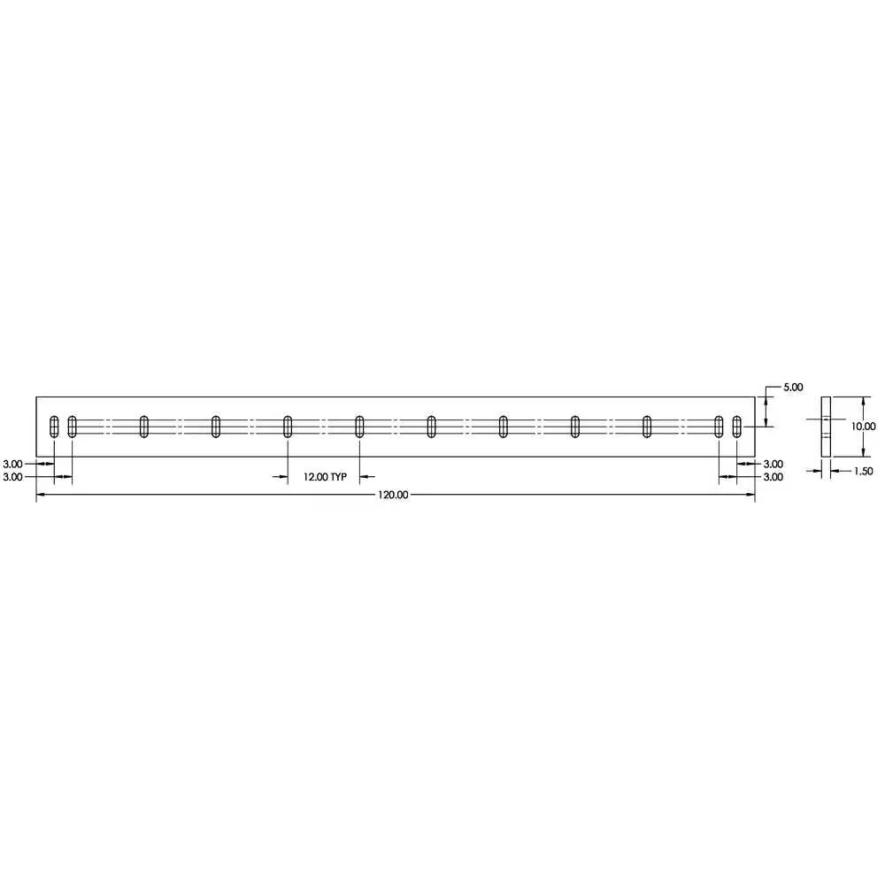 10' x 10" x 1.5" Rubber Cutting Edge Blade Highway Punch - Replaces Western 608323, Fisher, Meyer 08193 