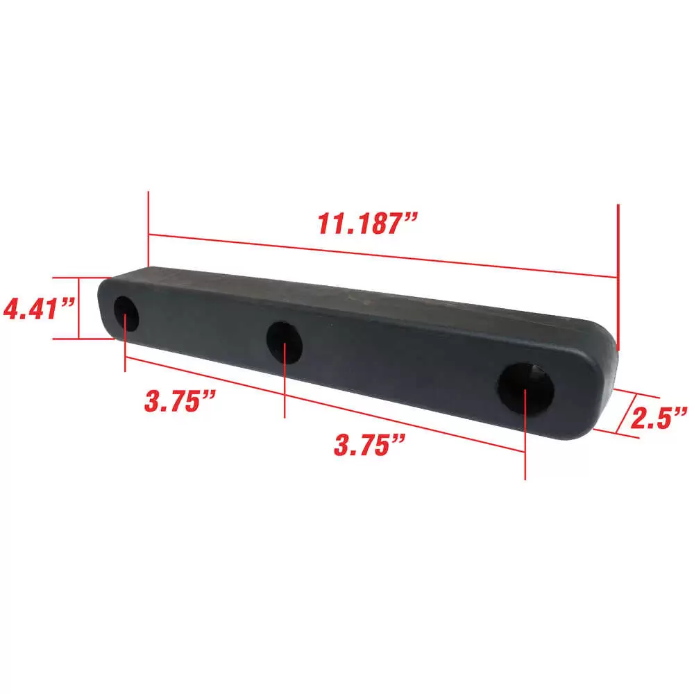 11.187" x 4.41" x 2.5" Rubber Dock/Trailer Bumper with 3.75" Hole Centers