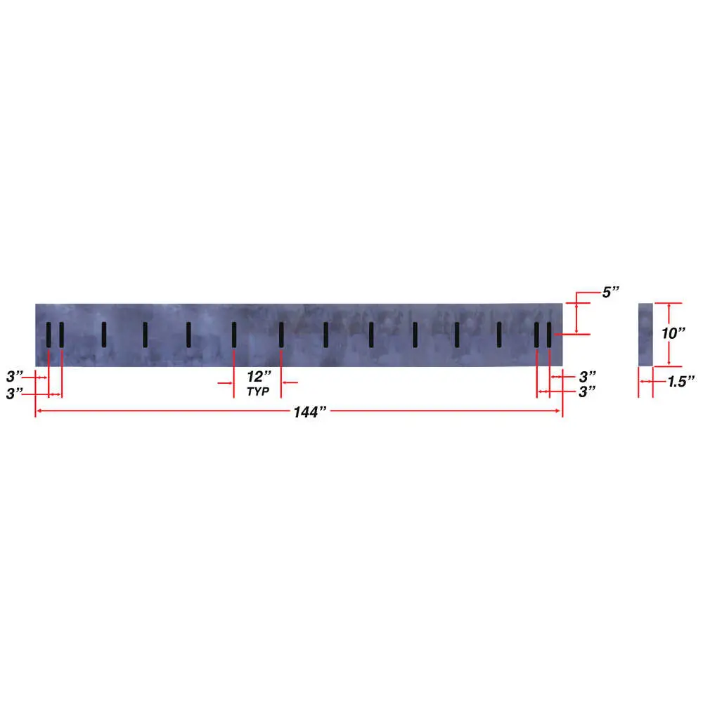 12' x 10" x 1.5" Rubber Cutting Edge Highway Punch