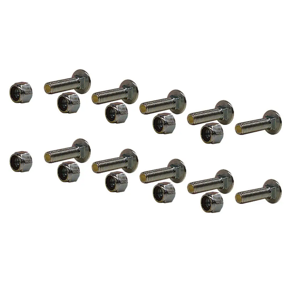 1/2" x 2" Grade 5 Carriage Bolts &  Nylox Nuts for Cutting Edges - Set of 10