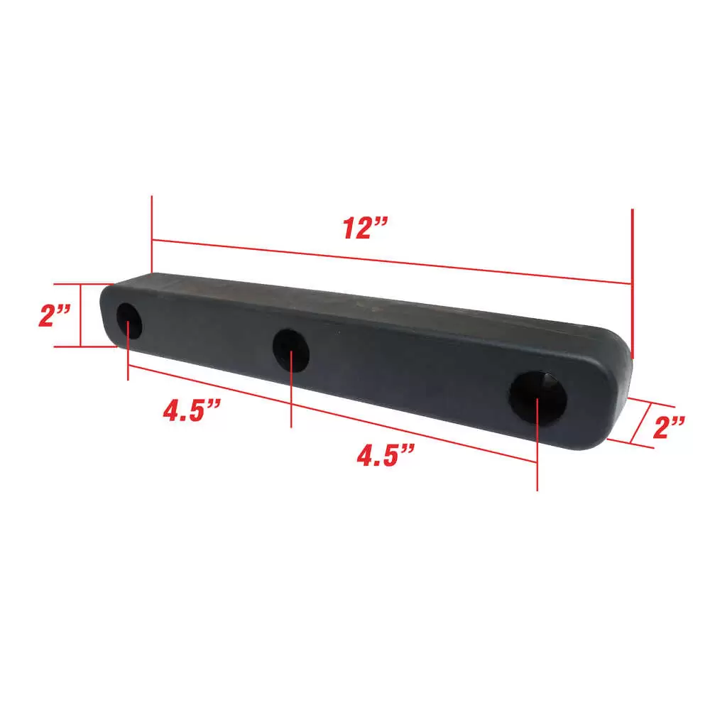 12" x 2" x 2" Poly Dock Bumper with 4.5" Hole Centers