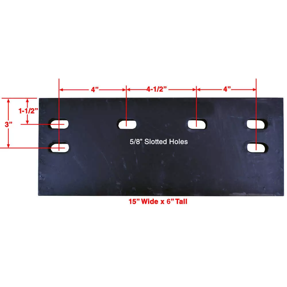 15" x 6" Carbide Anti-Wear Plate for Snowplow Cutting Edges for 5/8" Bolts