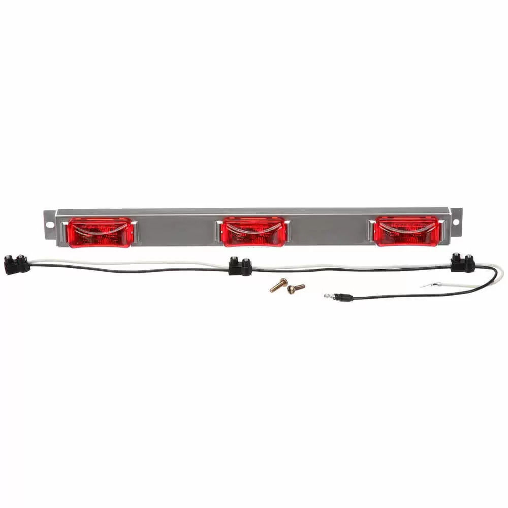 16" x 1.375" Red LED Stainless Steel Light Bar - 1 LED per light - Truck-Lite