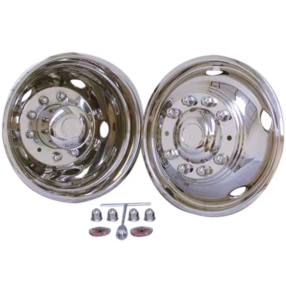 19.5" Stainless Steel Wheel Simulator Set for 6-3/4" Wide Wheels - 10 Lug with 225mm Bolt Pattern- Fits Ford F59 & F53