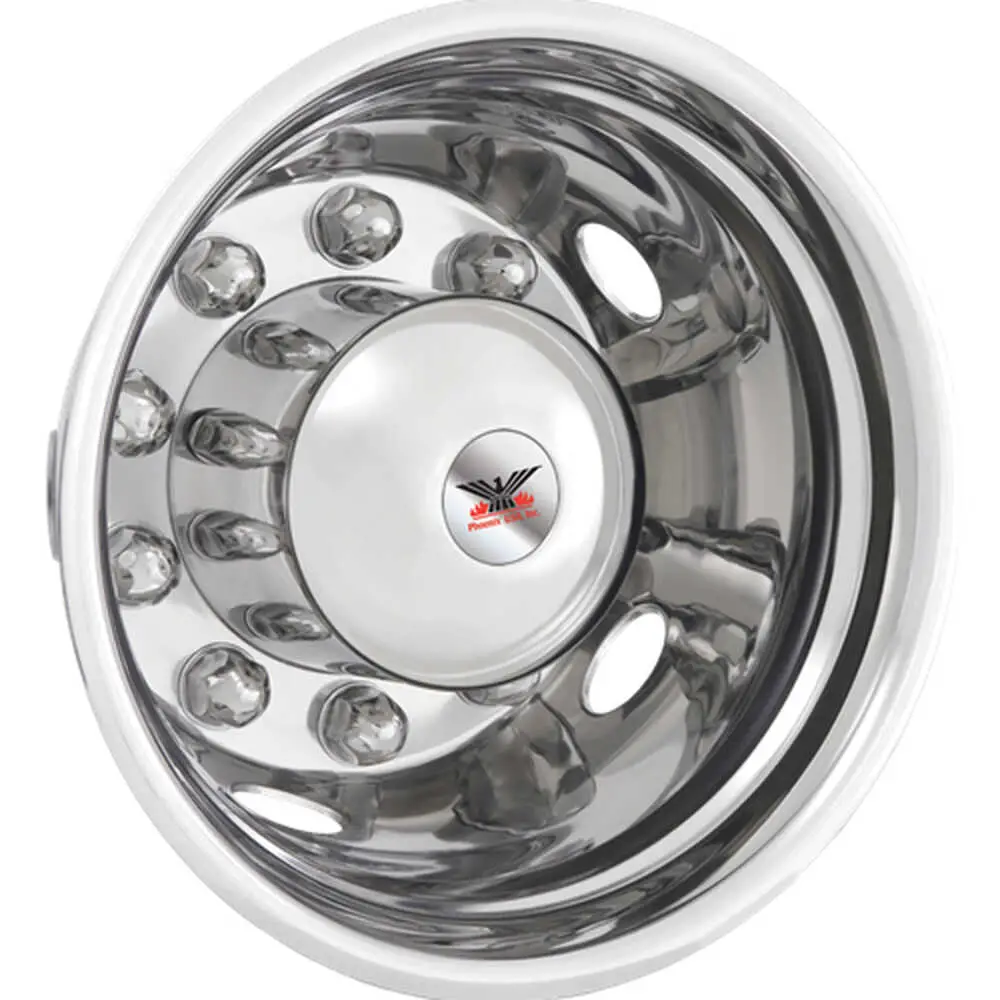 19.5" Stainless Steel Wheel Simulator Set for 7-1/2" Wide Wheels - 10 Lug with 285mm Bolt Pattern- Fits Ford, Freightliner & International