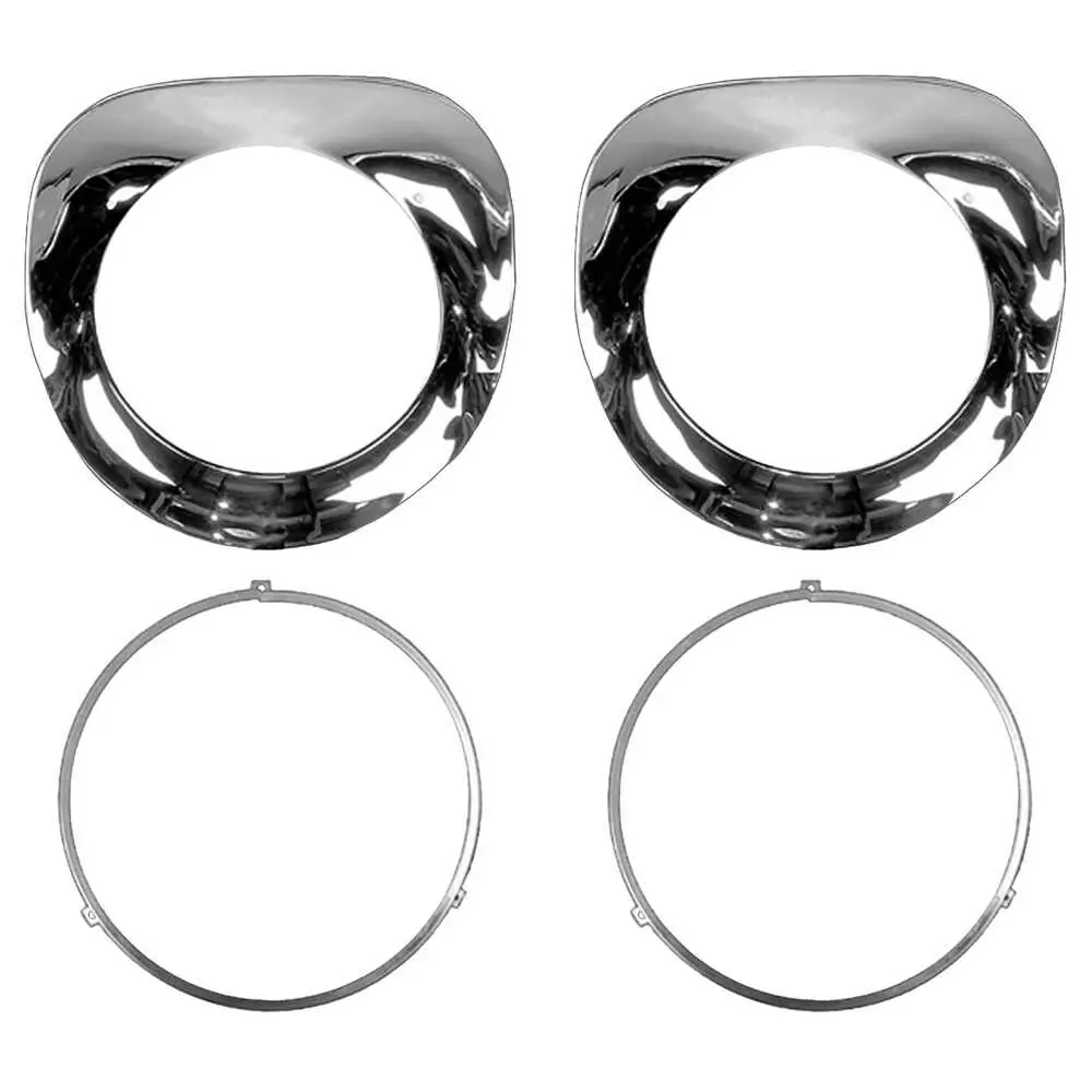 1955-1959 Chevrolet Suburban Single Headlight Bezel Set with Seals & Retaining Ring Kit, Chrome (2nd Series)