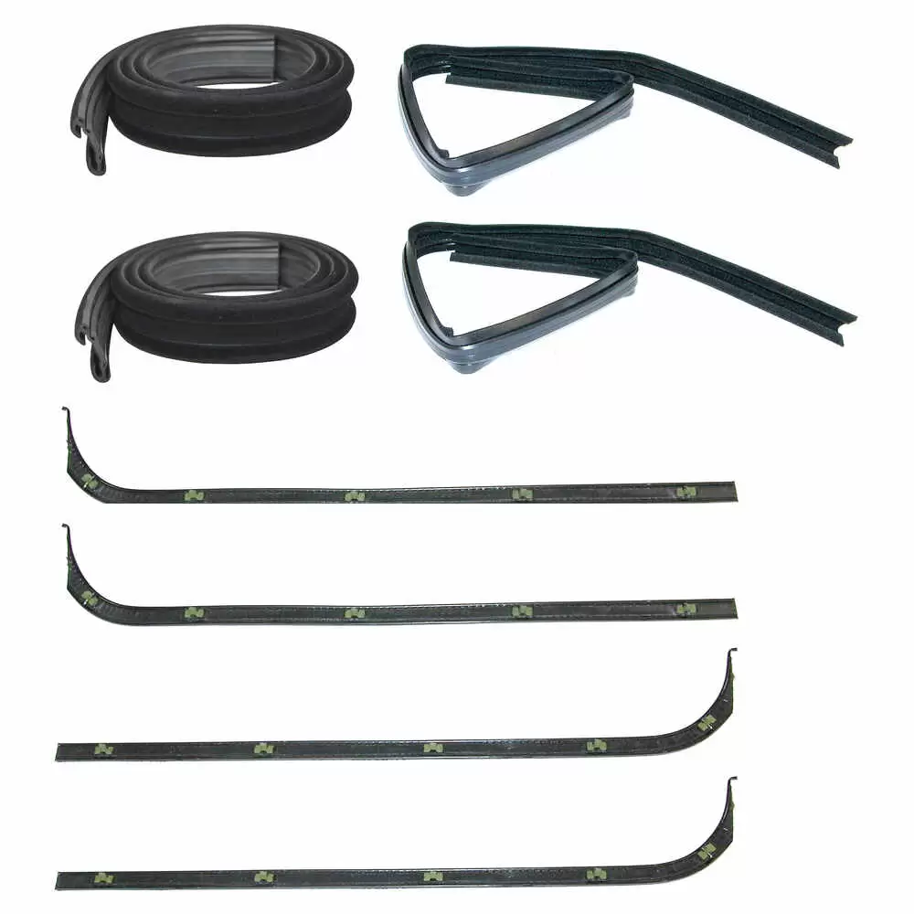 1967-1970 Ford F250 Pickup Inner & Outer Sweep Belt & Glass Run Window Channel - 8 Pieces Kit - Driver and Passenger Side