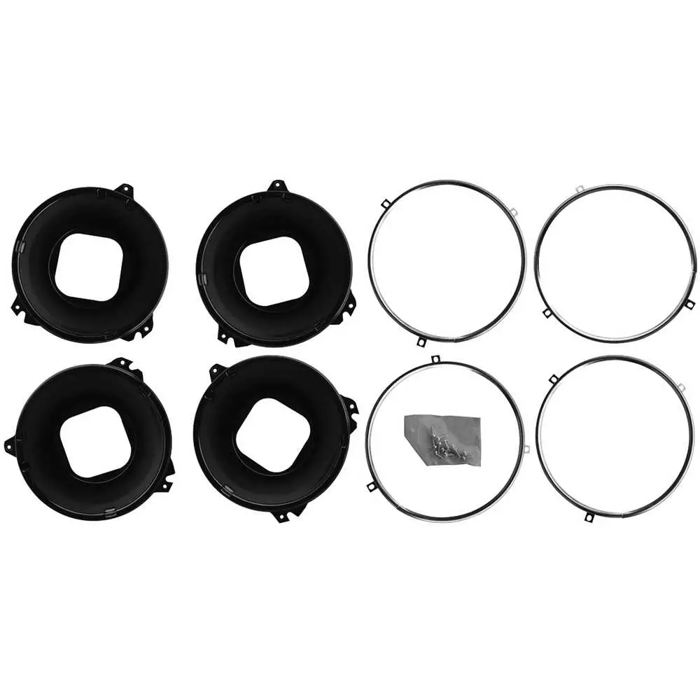 1971-1971 GMC Pickup Truck CK Steel Headlight Buckets with Chrome Trim Rings & Screws Kit
