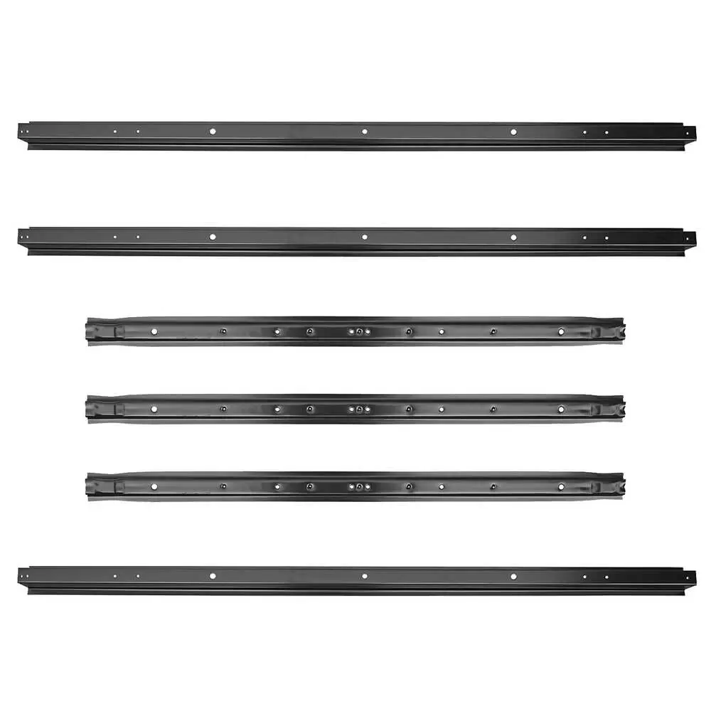 1973-1987 GMC Pickup Truck CK Fleetside Short Bed Steel Floor Cross Sills with Reinforcement Strips, 6' Bed