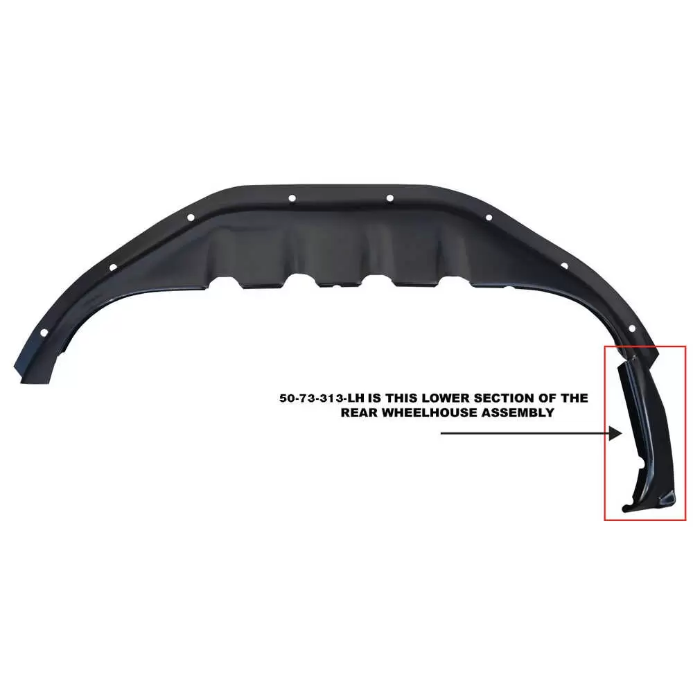 1973-1987 GMC Pickup Truck CK Lower Rear Section of Outer Rear Wheelhouse - 0850-313 Left side