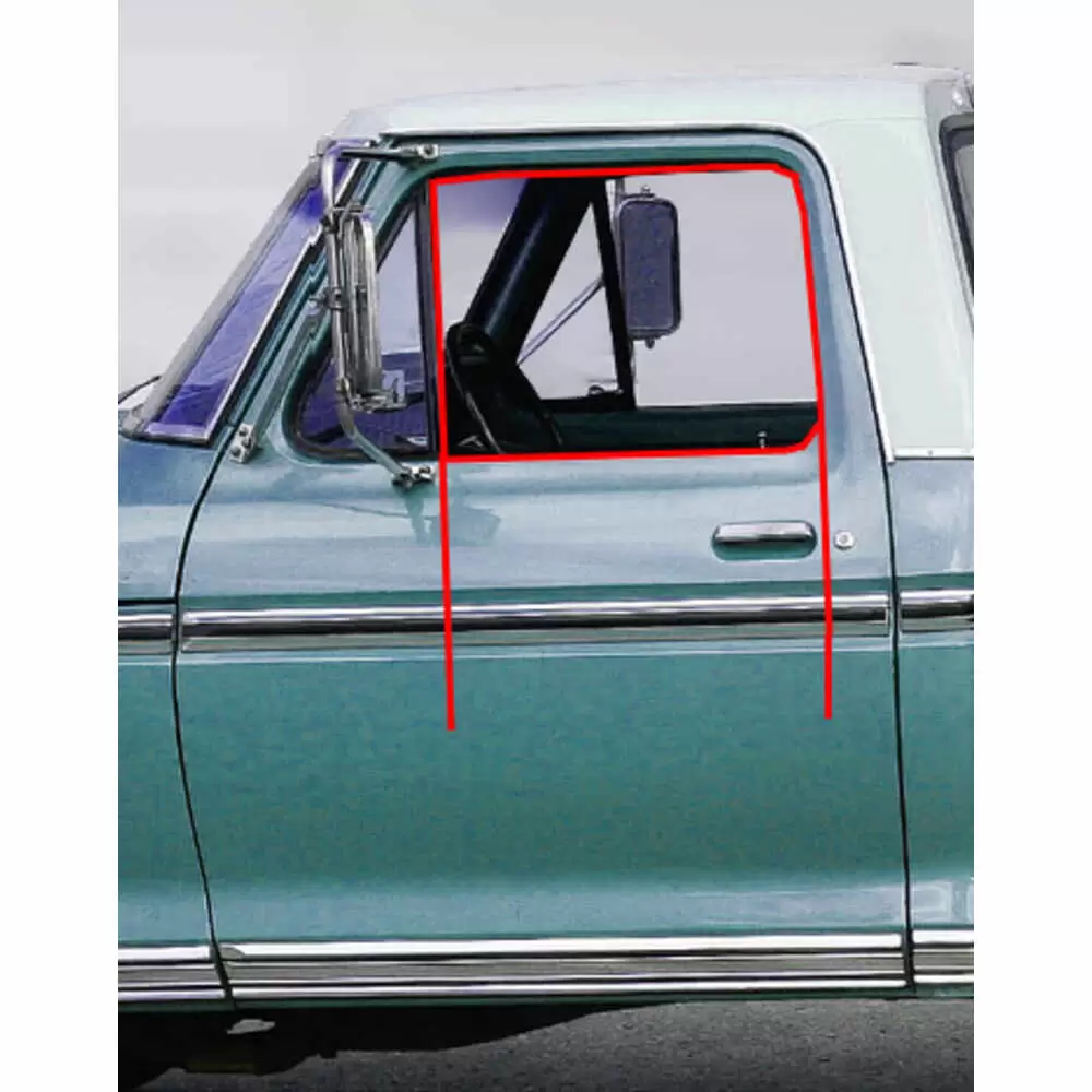 1975-1979 Ford F150 Pickup Truck Glass Run Window Channel & Felt Sweep Belt Kit