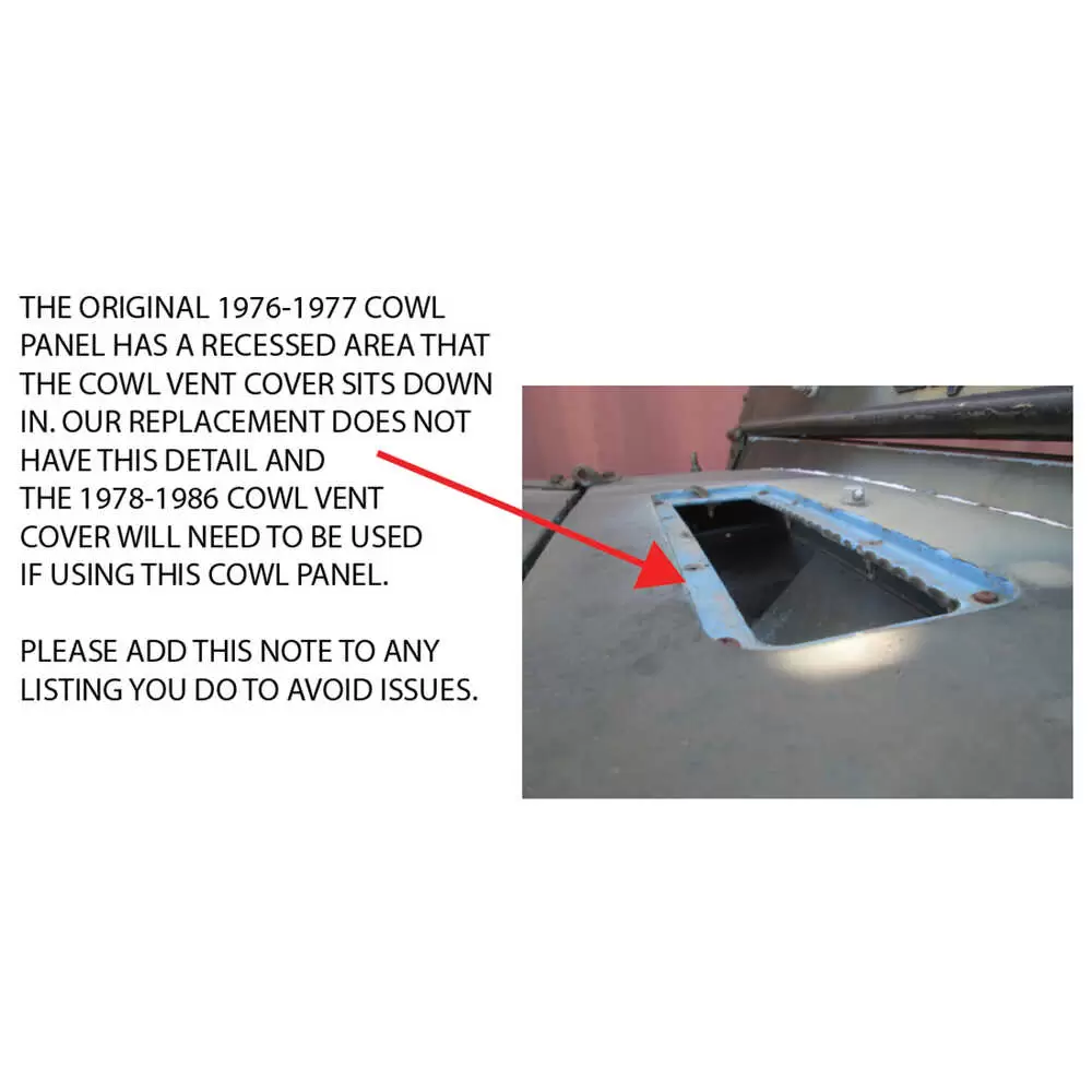 1976-1977 Jeep CJ5 Full Outer Cowl Panel 0479-110