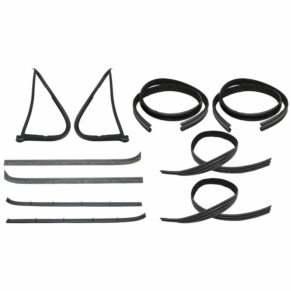 1978-1979 Ford Bronco Front Sweep Belt & Glass Run Window Channel & Vent Seal - 10 Piece Kit - Driver and Passenger Side