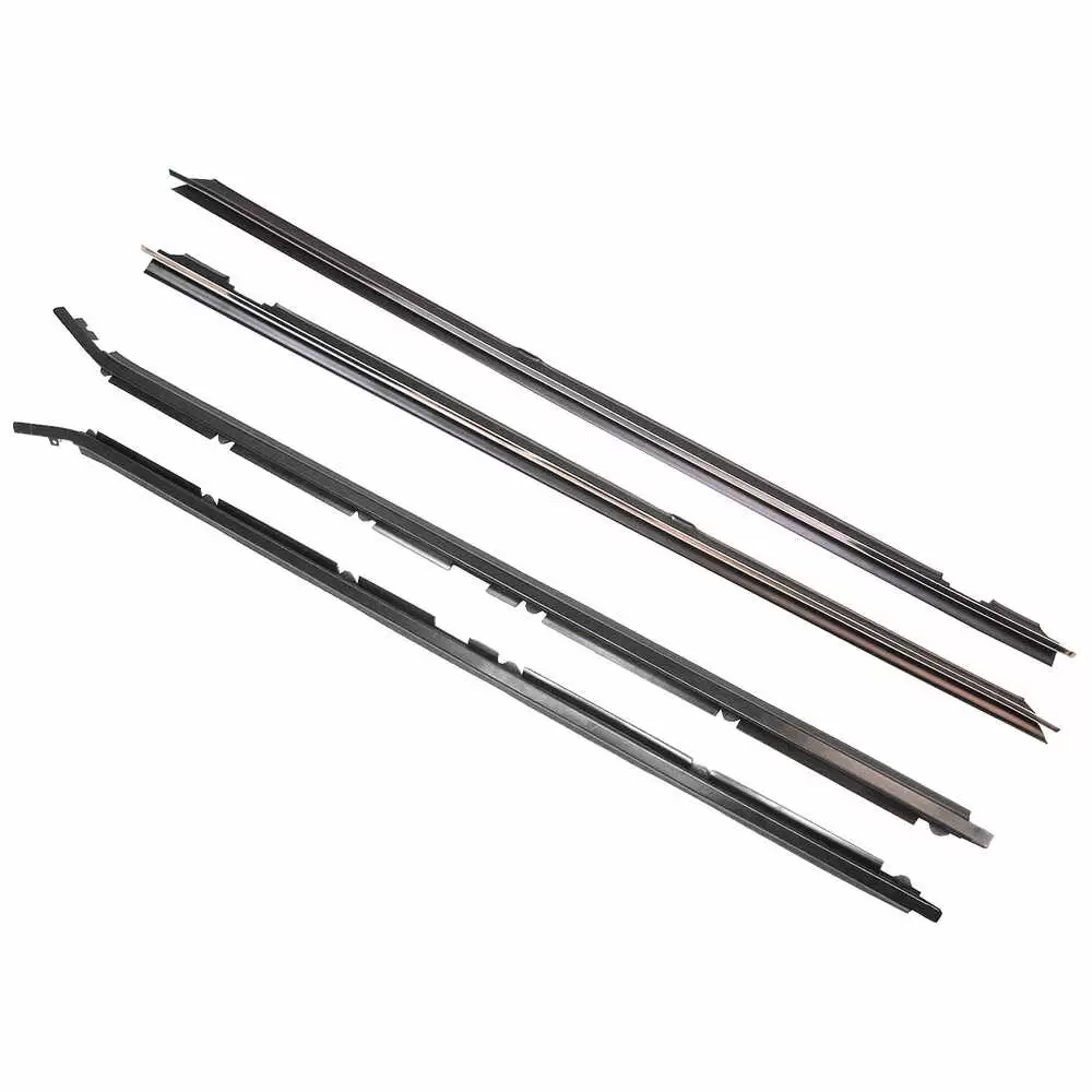 1981-1986 Ford Mustang Inner & Outer Felt Window Sweep Belt Kit with Black Aluminum Trim - 4 Piece Kit