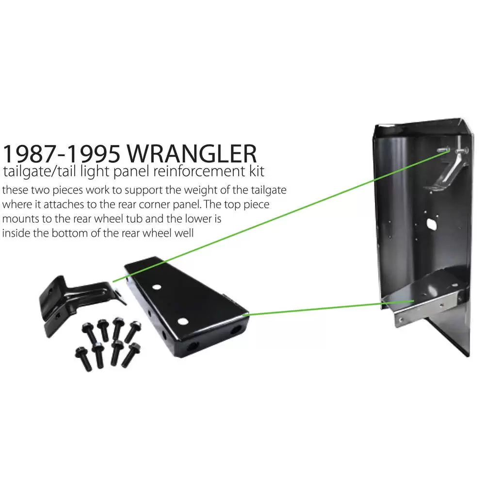 1987-1995 Jeep Wrangler Cab Corner Panel Reinforcement Bracket Kit - 0480-421 Right Side