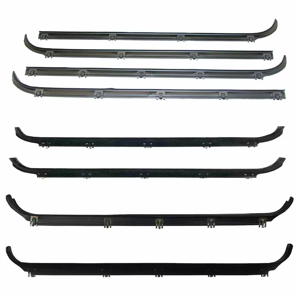 1987-1998 Ford F250 Pickup Crew Cab Felt Window Sweep Belt, 8 Piece Kit, Front & Rear, Inner & Outer - Driver & Passenger Side