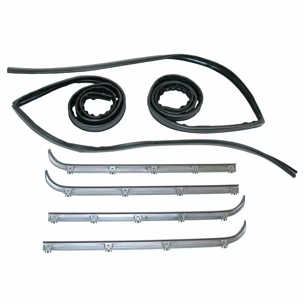 1987-1998 Ford F350 Pickup Sweep Belt & Glass Run Window Channel - 6 Piece Kit - Inner & Outer - Driver Side & Passenger Side