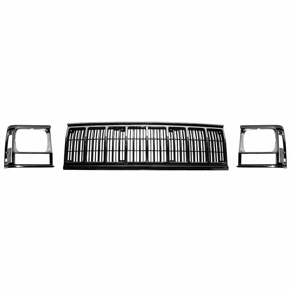 1992-1992 Jeep Cherokee Grille & Headlamp Door Bezel Kit- Chrome Black