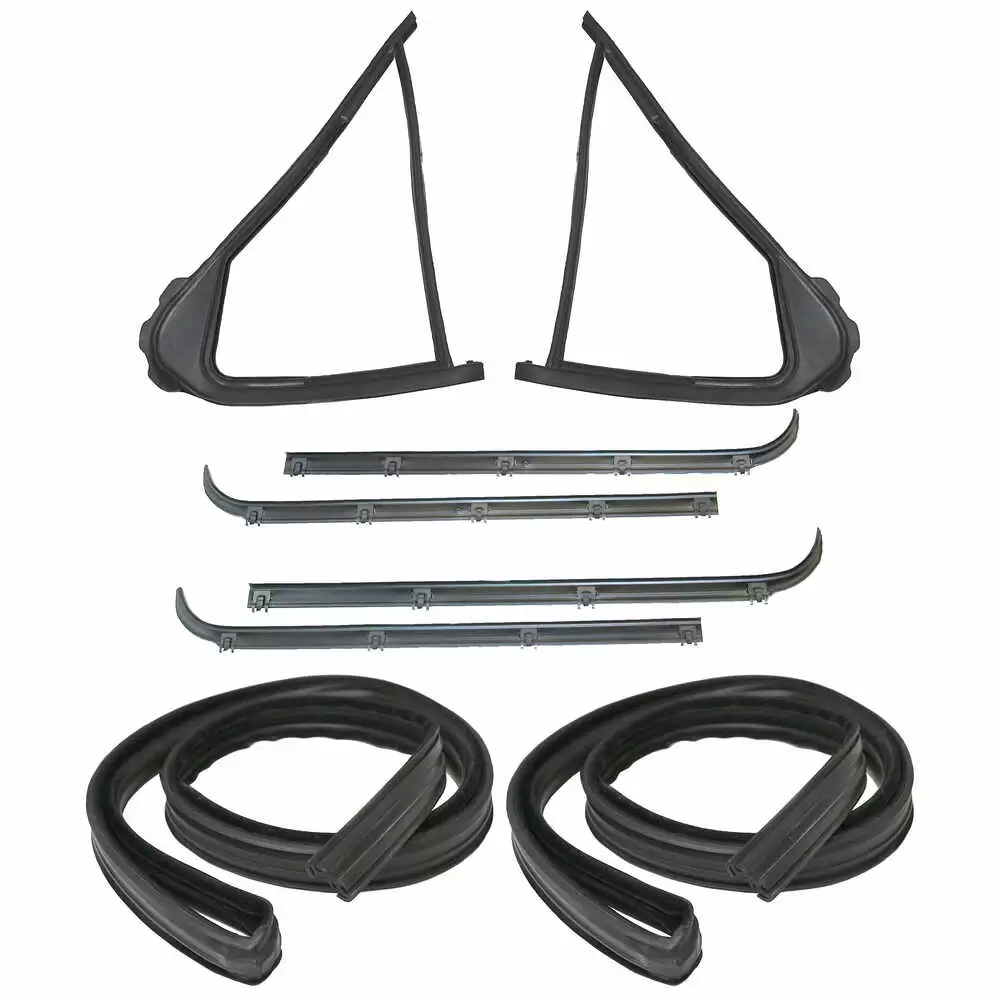 1992-1998 Ford F250 Pickup Front Sweep Belt Weatherstrip - Vent Window Seal - Window Channel - 8 Piece Kit - Driver and Passenger Side