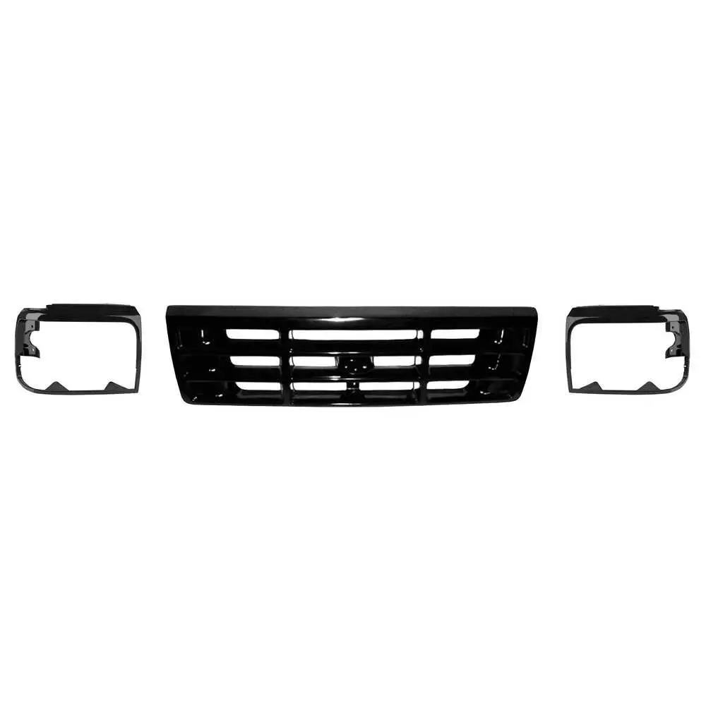 1992-1998 Ford F350 Pickup Grille & Headlight Door Kit, Black