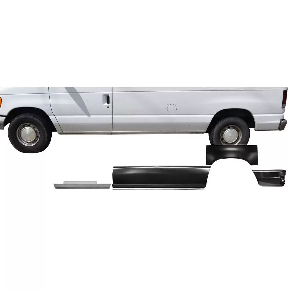 1992-2016 Ford Econoline Slip-on Rocker Panel Upper & Wheel Arch Kit - Left Side - Driver Side