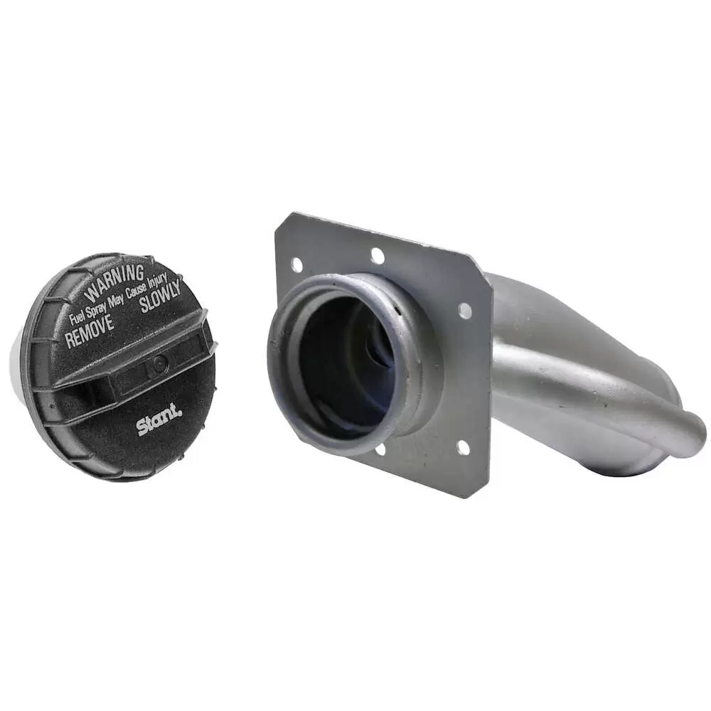 2" Unleaded Fuel Filler Neck with Cap, angle mounting flange and 5/8