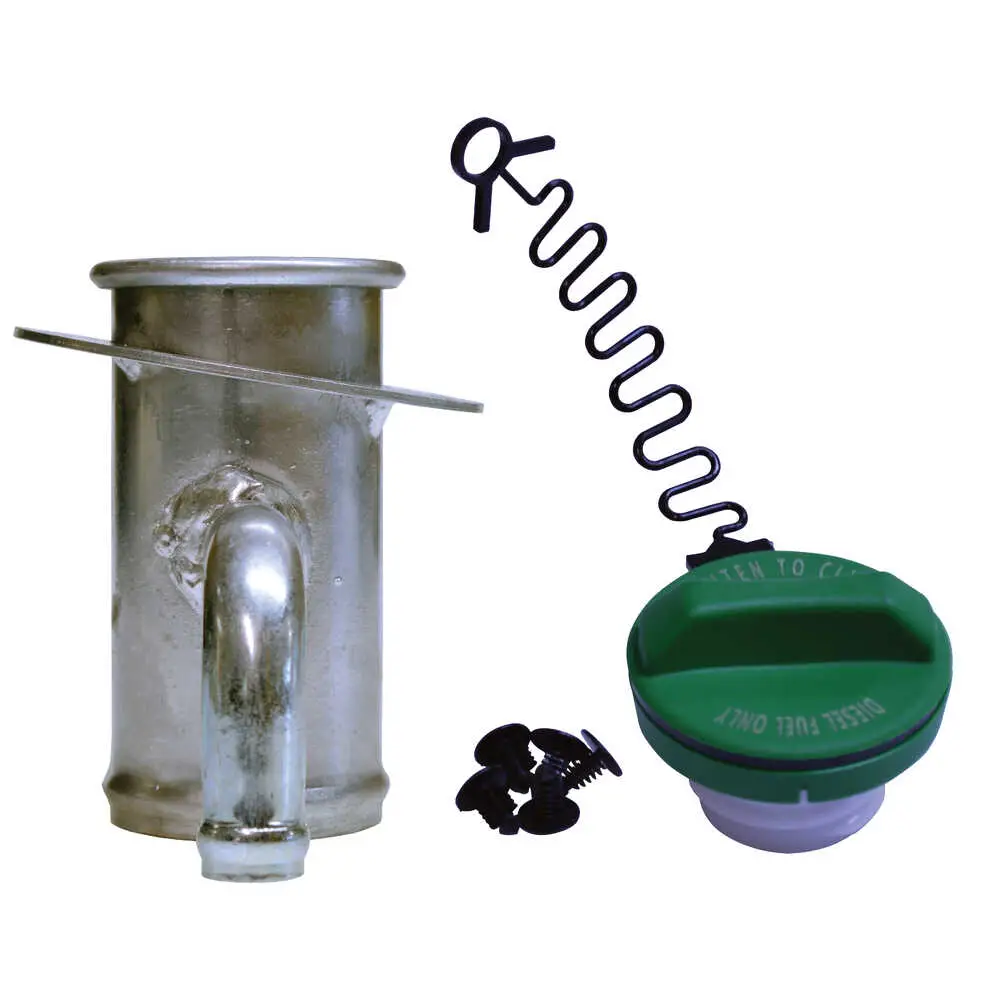 2" x 4" Diesel Fuel Filler Neck with Angled Mounting Flange, Vent Tube & Tethered Cap