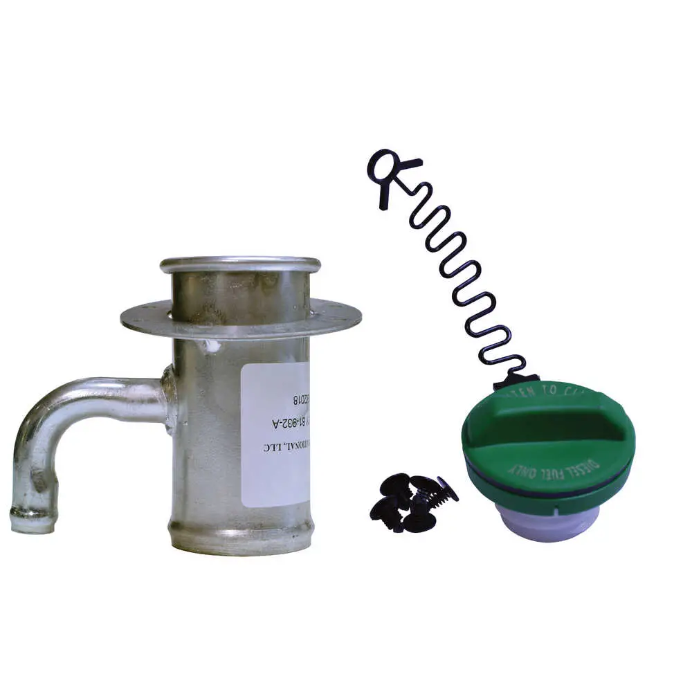 2" x 4" Diesel Fuel Filler Neck with Angled Mounting Flange, Vent Tube & Tethered Cap
