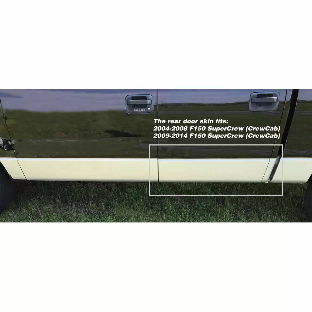 2004-2014 Ford F150 Pickup Truck Crew Cab Rear Door Lower Door Skin - 1988-178 Right Side