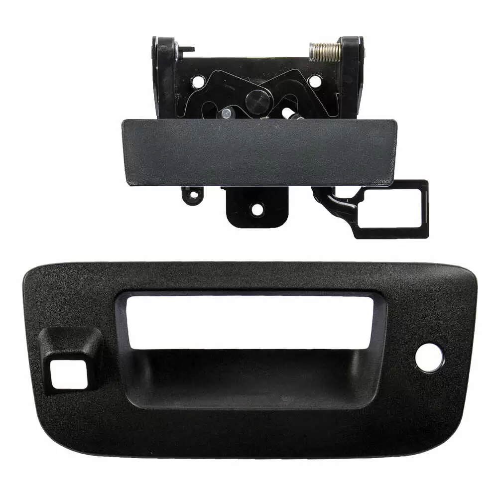 2007-2014 Chevrolet Pickup Silverado 2500/3500 HD Tailgate Handle & Bezel Kit Black, w/ Key & Camera Hole