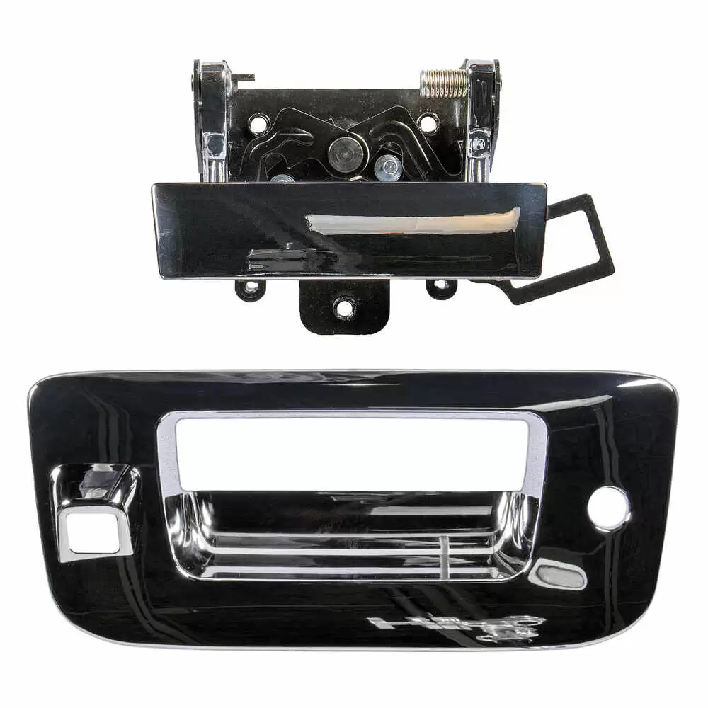 2007-2014 GMC Pickup Sierra 2500/3500 HD Tailgate Handle & Bezel Kit Chrome with Key & Camera Hole
