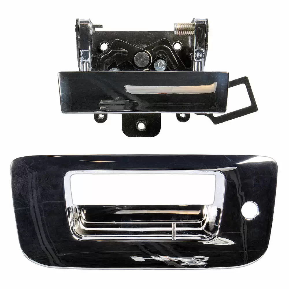 2007-2014 GMC Pickup Sierra 2500/3500 HD Tailgate Handle & Bezel Kit Chrome, W/ Keyhole No Camera Hole