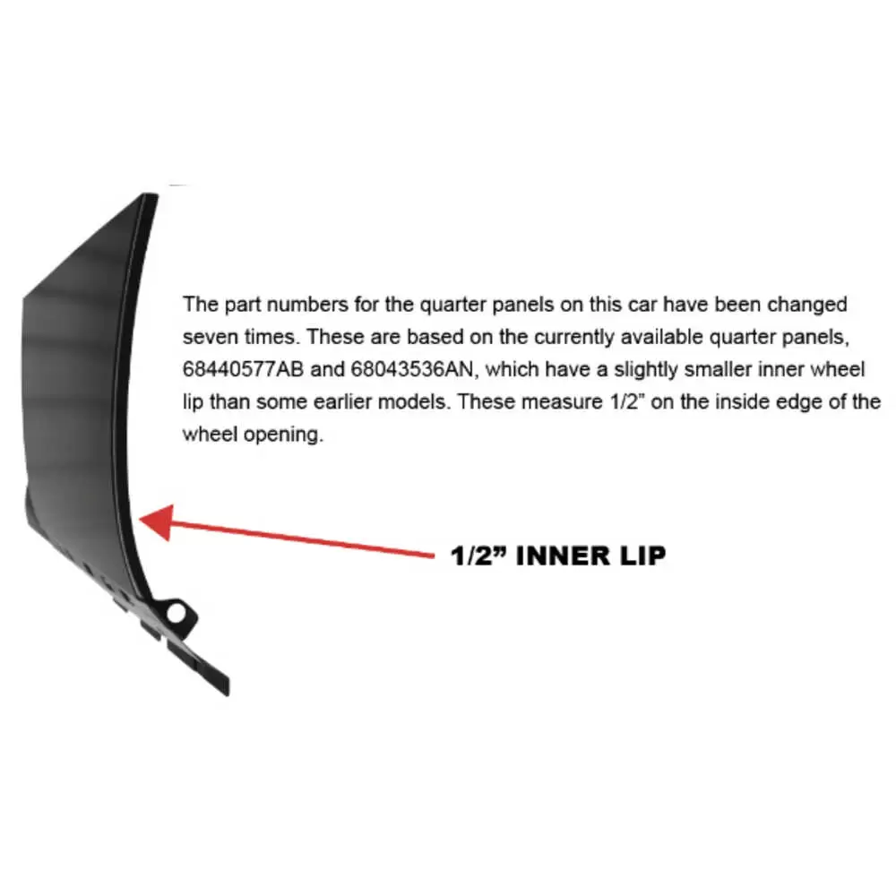 2008-2023 Dodge Challenger Front Lower Quarter Panel Section - Left Side, Driver Side