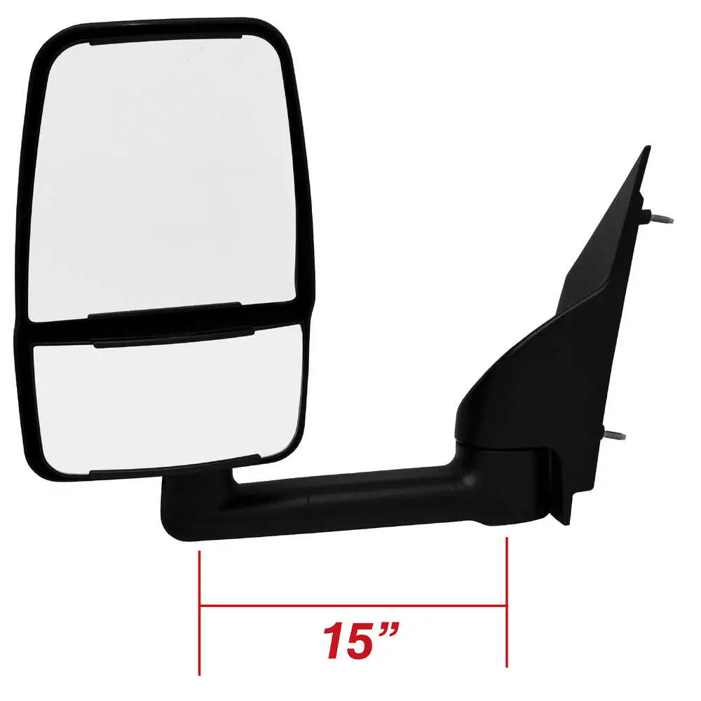 2020 Deluxe Manual Mirror Assembly for 96" Body - Driver side That Fits 97-On G3500/Express & Savana - Black - Left Side Velvac 714547