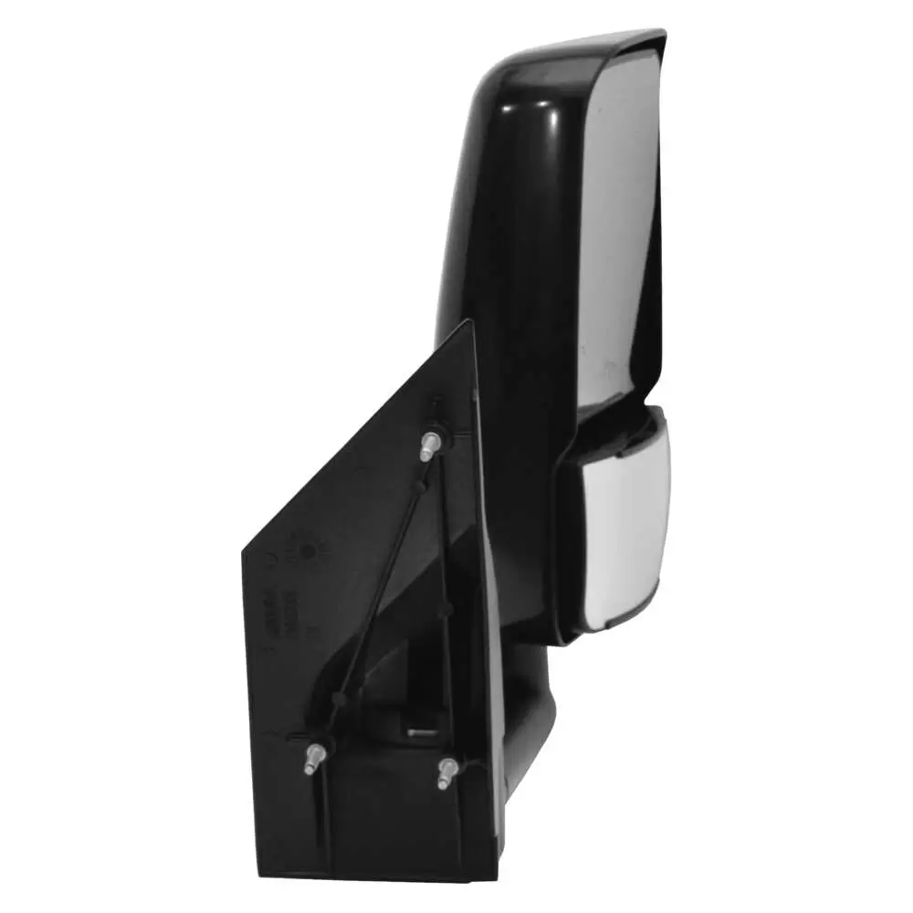2020 Deluxe Manual Mirror Assembly for 96" Body - Passenger side that fits 1997-On G3500 Express, Savana & Cutaways - Black - Right Side - Velvac 714546