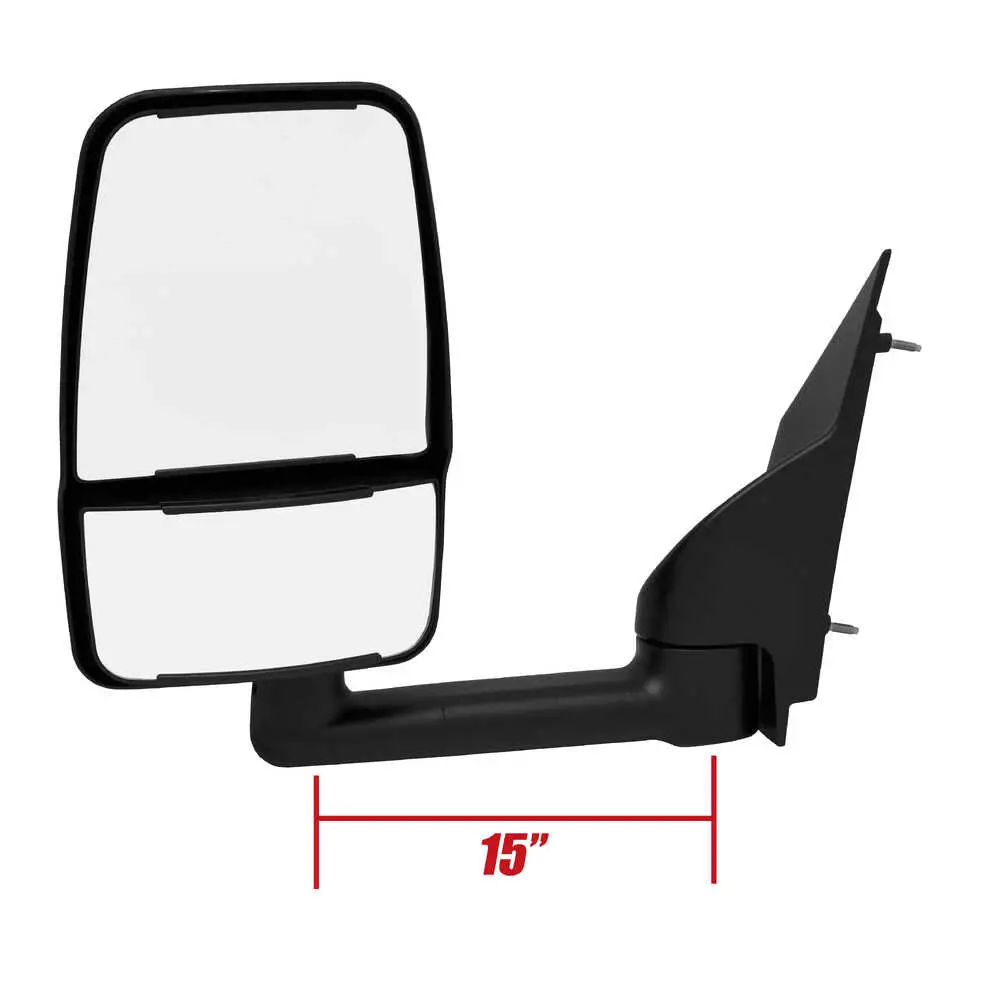 2020 Deluxe Remote Mirror Assembly for 96" Body that fits G3500 Express, Savana Vans & Cutaways - Black - Left Side Velvac 714553
