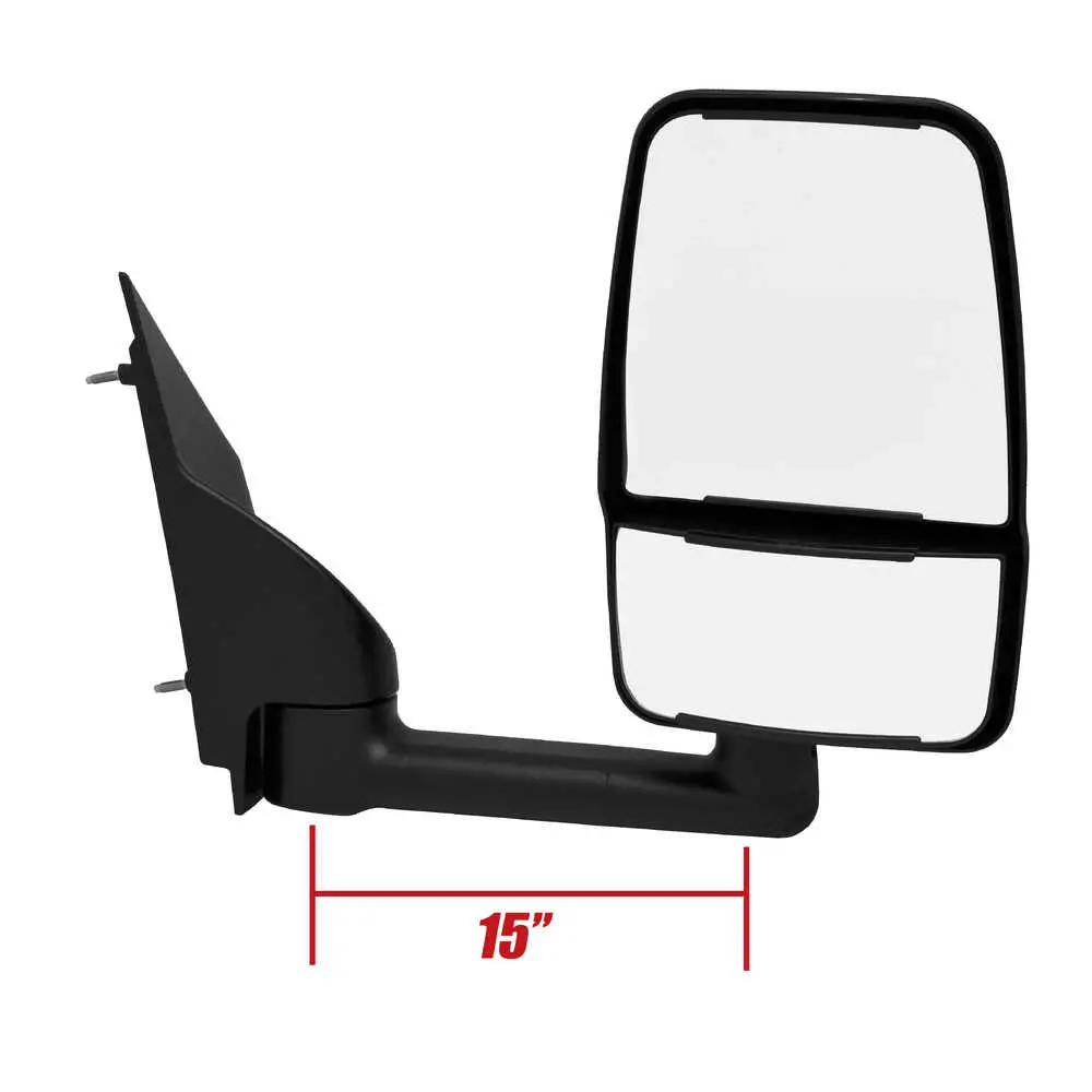 2020 Deluxe Remote Mirror Assembly- Passenger side for 96" Body that fits 1997-On G3500 Express, Savana Vans & Cutaways - Black - Right Side Velvac 714552