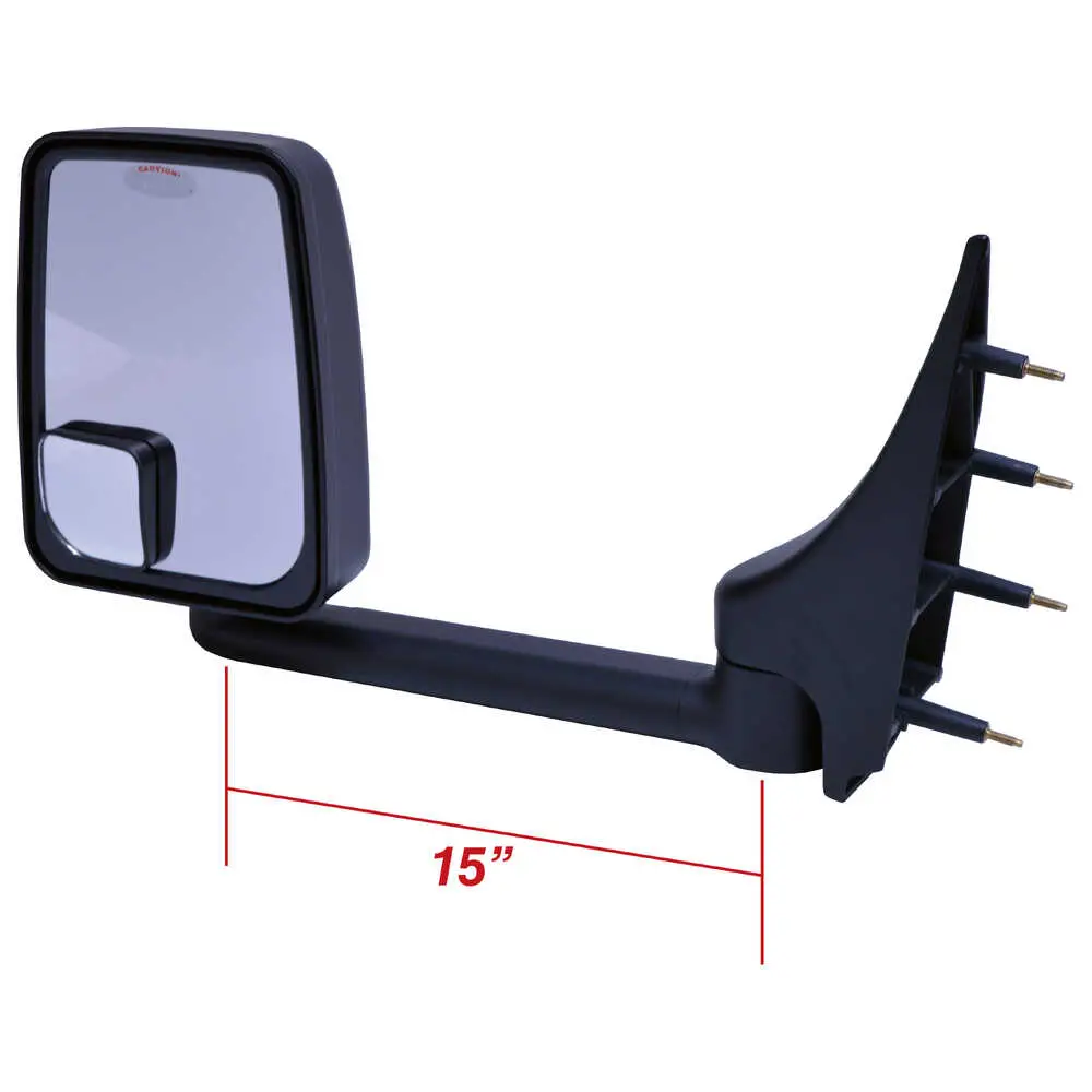 2020 Standard Heated Remote Mirror Assembly with Light for 96" Body Width, Black - Pair - Fits 03-on Ford E-Series
