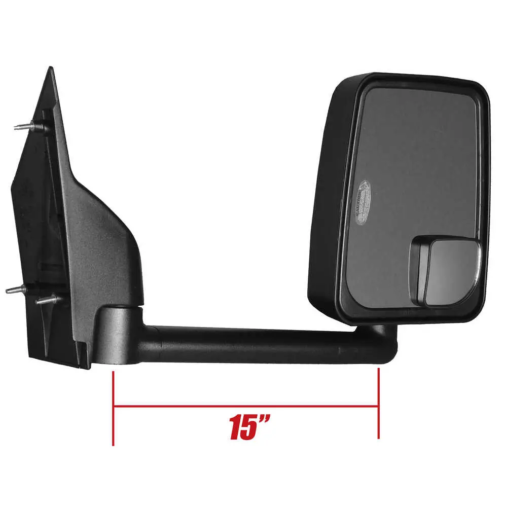 2020 Standard Remote Mirror Assembly for 96" Body that fits 1997-On G3500 Express, Savana Vans & Cutaways - Passenger side - Right Side - Black - Velvac 714564