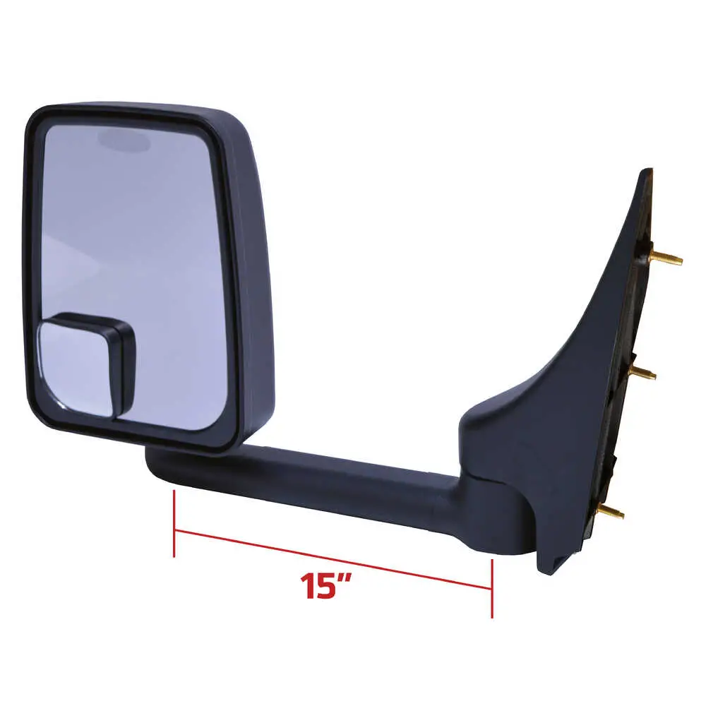 2020 Standard Remote Mirror Head Assembly for 96" Body - Driver side that fits 1997-On G3500 Express, Savana Vans & Cutaways- Black - Left Side Velvac 714571