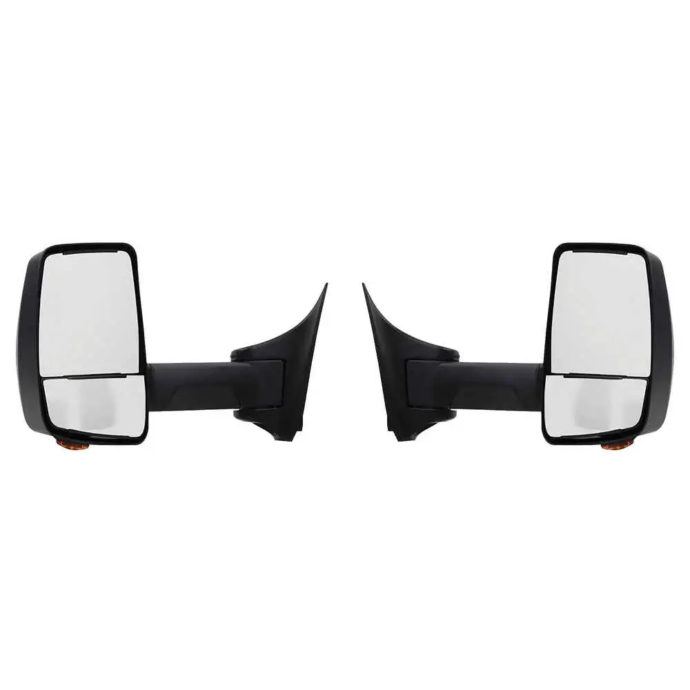 2020XG Deluxe Heated Remote / Manual Mirror Assembly with Light for 96" Body Width - Pair - Black - Velvac 716346