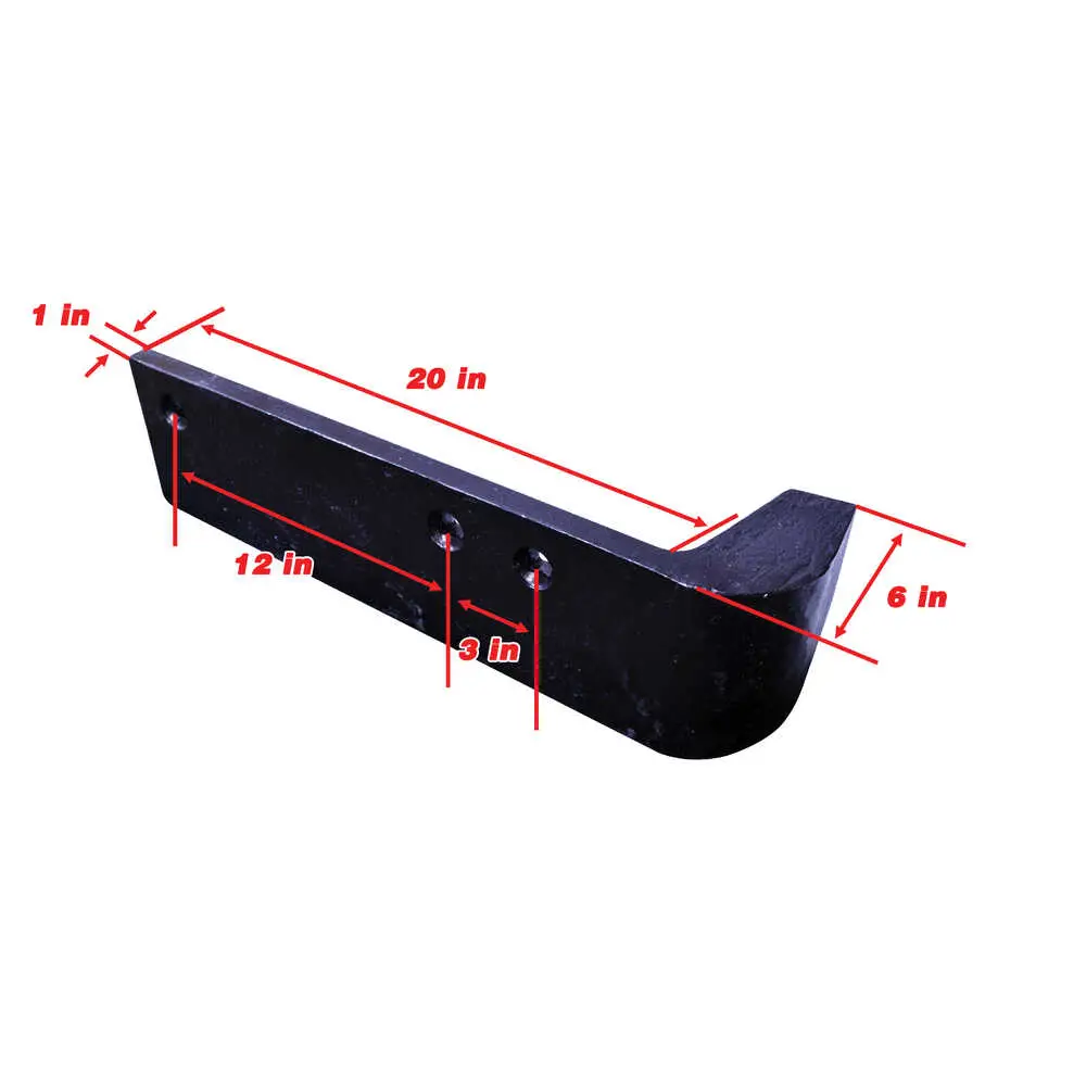 24" x 6" x 1" Ni-Hard Cast Iron Highway Punch Curb Guard - Left Side, Drivers Side - Uses 5/8" CS Bolts