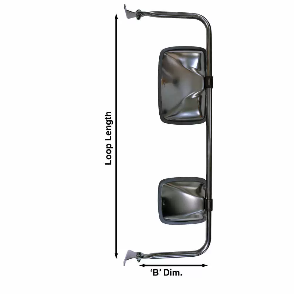 30" Right Stainless-Steel Mirror Assembly - Passenger side - Velvac 712632