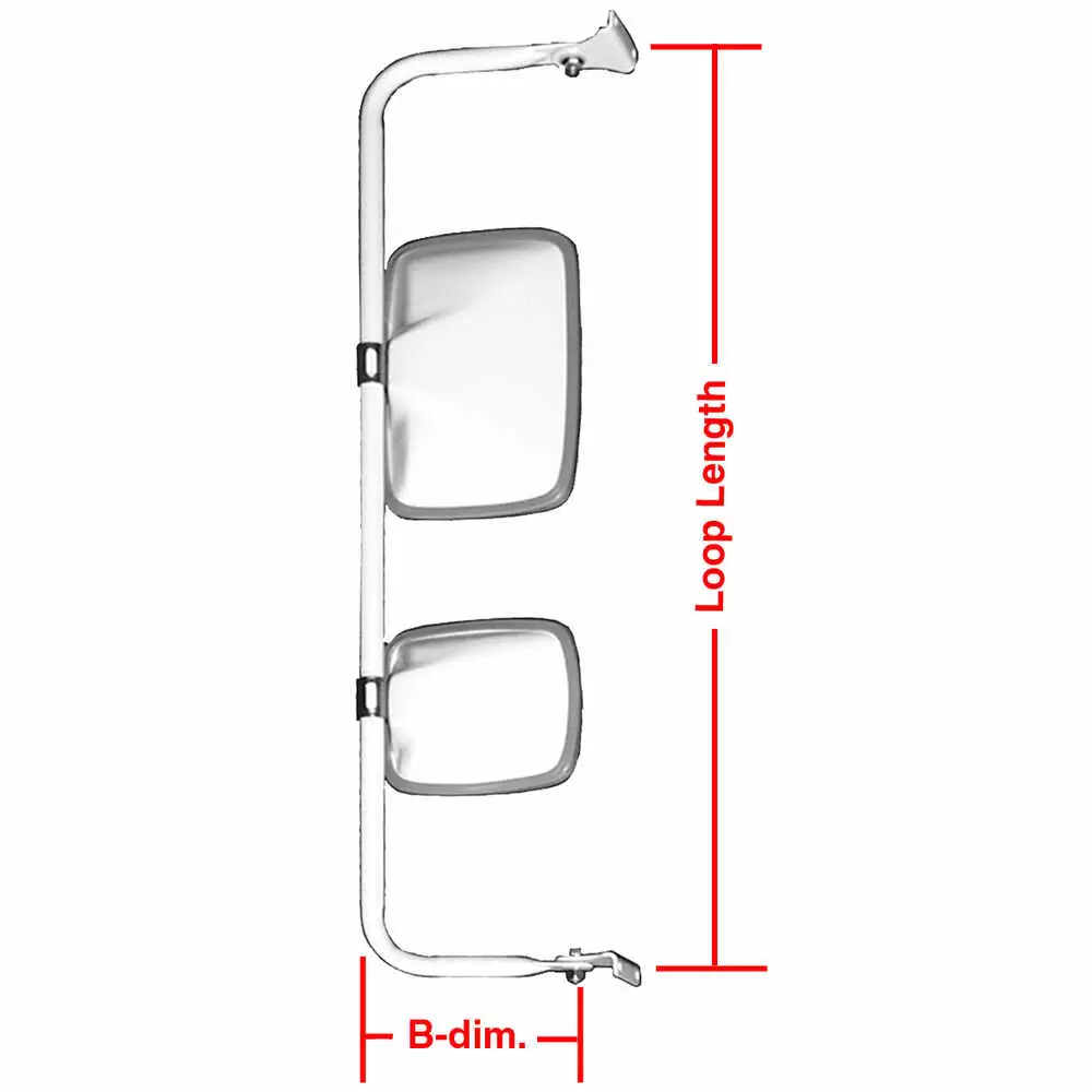 30" Right White Mirror Assembly without Presets - Passenger side - Velvac 712634