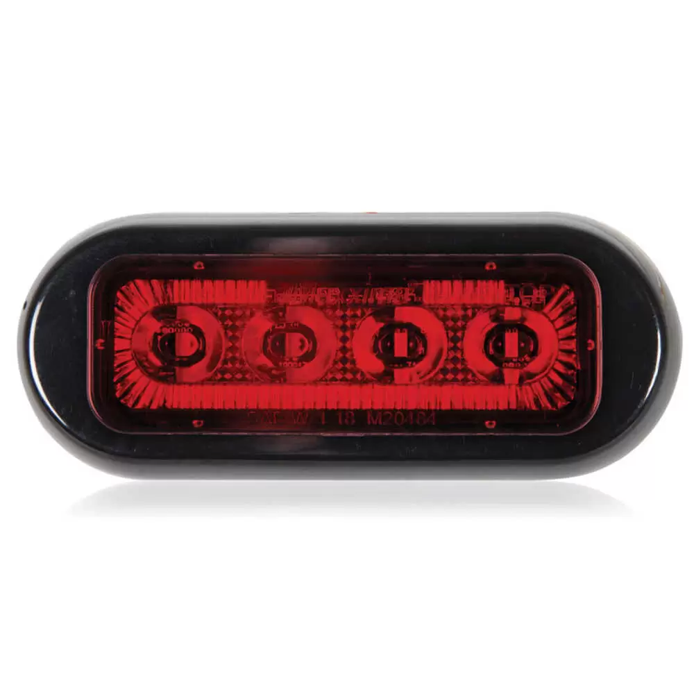 3.8" LED Rectangular Surface Mount Warning Red, Clear Lens - 4 LEDs